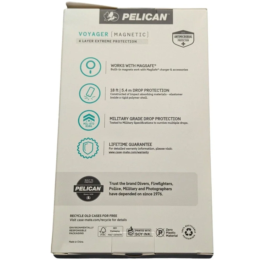 BB. Pelican Voyager Magnetic Case W/ Magsafe & Holster For iPhone 15 Plus -Clear